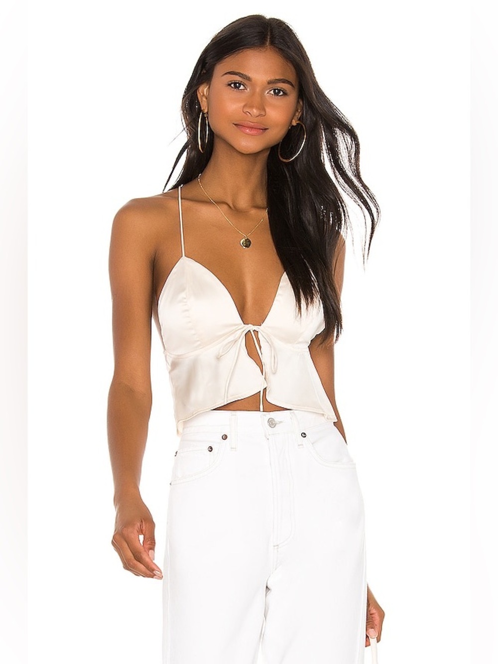 Superdown Isla Satin Top - Champagne, Tie Front, Party, Going Out, Holiday, NYE